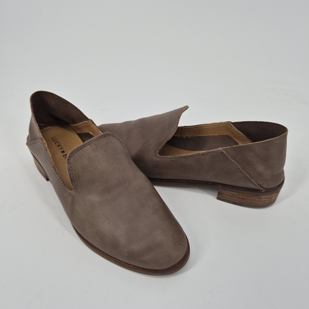 Lucky‎ Brand Cahill Brown/Gray Leather Slip On Loafers Women’s Flats 7.5